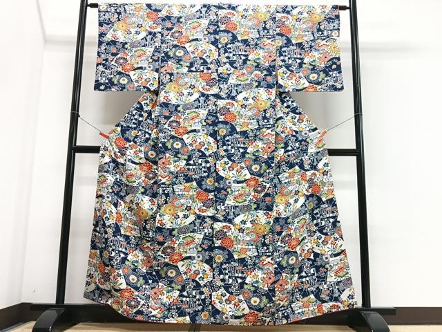 平和屋着物■上質な小紋 地紙風景文 正絹 逸品 CABJ8304xe