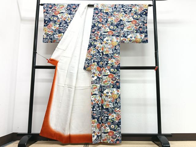 平和屋着物■上質な小紋 地紙風景文 正絹 逸品 CABJ8304xe