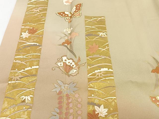 平和屋着物■訪問着 駒刺繍 雪芝短冊花蝶文 暈し染め 金彩 正絹 逸品 CABJ8316xe