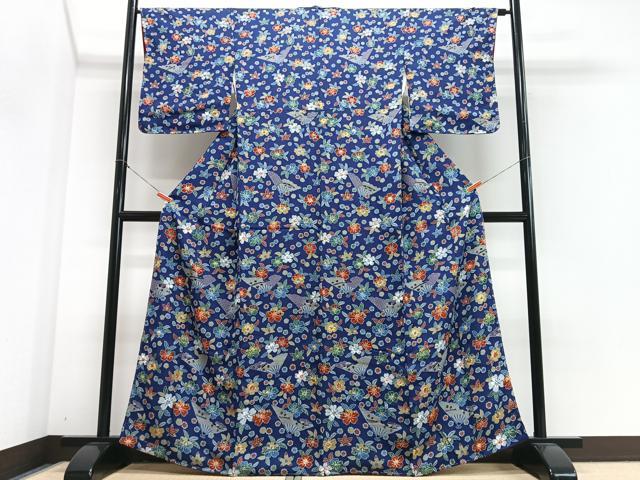 平和屋着物■上質な小紋 絞り 扇面花文 正絹 逸品 未使用 CABJ8318xe
