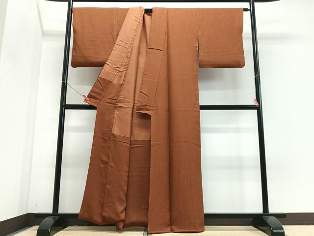 平和屋着物■上質な色無地 茶色 正絹 逸品 CABJ8320xe