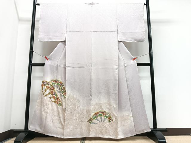 平和屋着物■色留訪問着 駒刺繍 片輪車立波文 金彩 正絹 逸品 CABJ8323xe