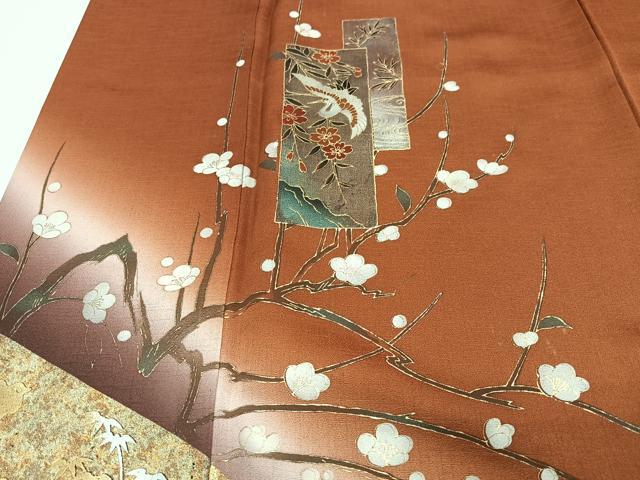 平和屋着物■訪問着 短冊花鳥文 暈し染め 金銀彩 正絹 逸品 CABJ8344xe