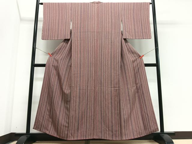 平和屋着物■上質な小紋 縞 鬼しぼ縮緬 正絹 逸品 CABJ8372xe