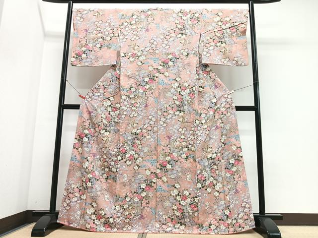 平和屋着物■上質な小紋 御所車花文 正絹 逸品 CABJ8388xe