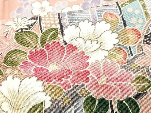 平和屋着物■上質な小紋 御所車花文 正絹 逸品 CABJ8388xe