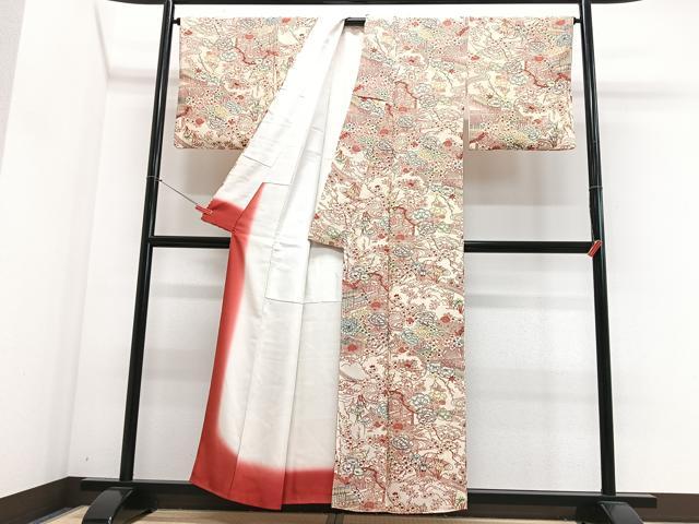 平和屋着物■上質な小紋 風景花文 正絹 逸品 CABJ8389xe