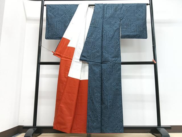 平和屋着物■本場大島紬 7マルキ 幾何学文様 正絹 逸品 CABJ8400xe