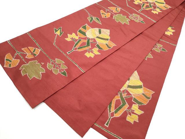平和屋着物●洛風林 工芸帯地 六通柄 本袋帯 舞葉文 正絹 逸品 CABJ8419hy