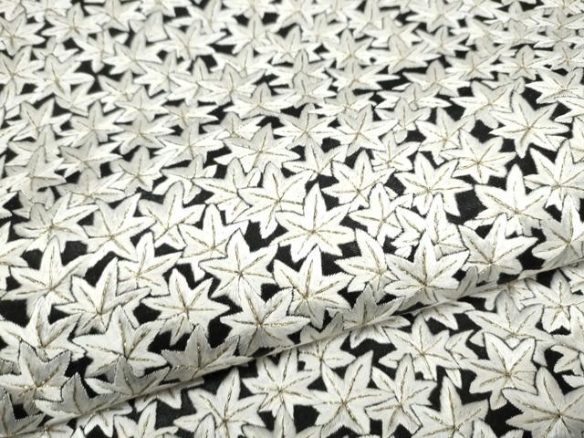 平和屋着物●太鼓柄袋帯 総刺繍 楓文 黒地 金糸 正絹 逸品 CABJ8420hy