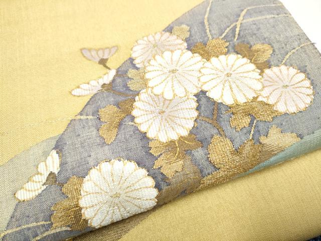 平和屋着物●太鼓柄袋帯 すくい織 流水菊文 金糸 正絹 逸品 CABJ8426hy