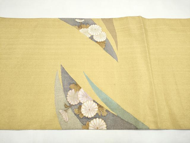 平和屋着物●太鼓柄袋帯 すくい織 流水菊文 金糸 正絹 逸品 CABJ8426hy