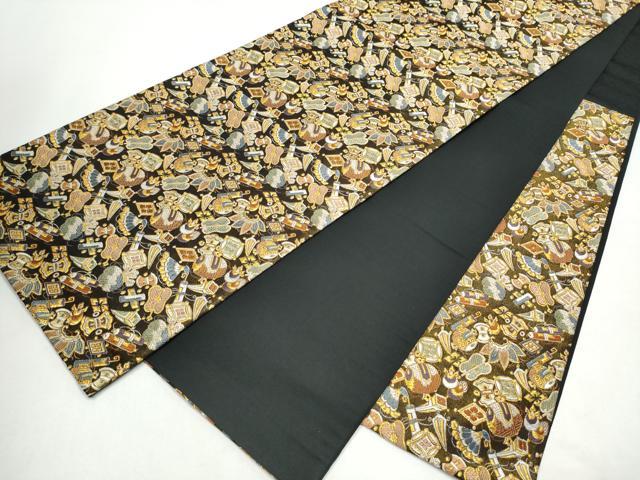 平和屋着物●六通柄袋帯 唐織 宝尽くし文 金糸 正絹 逸品 CABJ8430hy