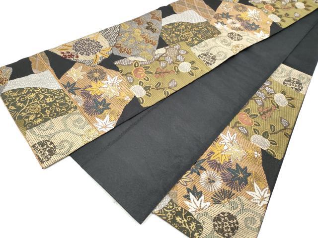 平和屋着物●創業280年 誉田屋源兵衛 六通柄袋帯 色紙重ね草花文 金糸 正絹 逸品 CABJ8433hy