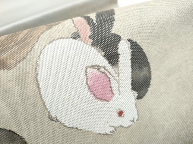 平和屋着物●太鼓柄袋帯 兎 金彩 正絹 逸品 CABJ8439hy