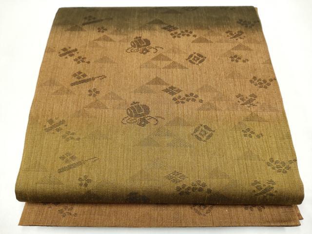 平和屋着物●両面 六通柄袋帯 花唐草文 金糸 正絹 逸品 CABJ8446hy