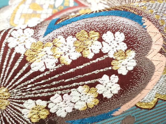 平和屋着物●西陣 田中義織物謹製 六通柄袋帯 唐織 虹彩華美 プラチナ箔 正絹 逸品 CABJ8449hy
