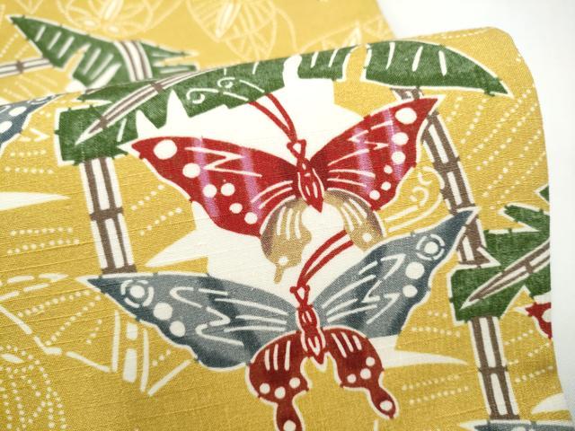 平和屋着物●全通柄袋帯 通疑似 型染め 舞蝶文 正絹 逸品 CABJ8453hy