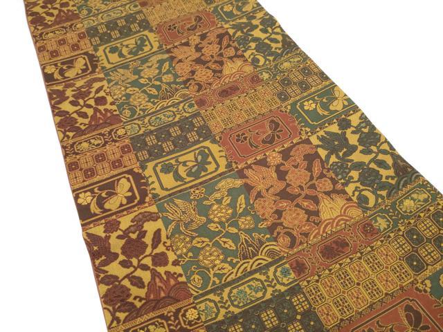 平和屋着物●全通柄袋帯 花鳥唐草文 正絹 逸品 CABJ8459hy