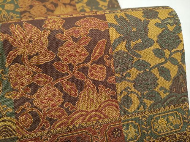 平和屋着物●全通柄袋帯 花鳥唐草文 正絹 逸品 CABJ8459hy
