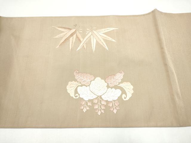 平和屋着物●太鼓柄袋帯 総刺繍 綴れ 桐笹文 金糸 正絹 逸品 CABJ8470hy