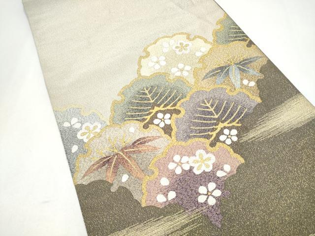 平和屋着物●爪搔き本綴れ 太鼓柄袋帯 雪輪松竹梅 金銀糸 さが美扱い 正絹 逸品 CABJ8471hy