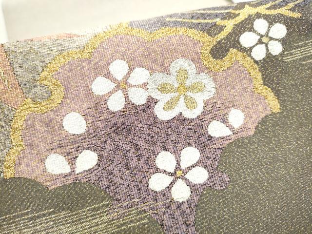 平和屋着物●爪搔き本綴れ 太鼓柄袋帯 雪輪松竹梅 金銀糸 さが美扱い 正絹 逸品 CABJ8471hy