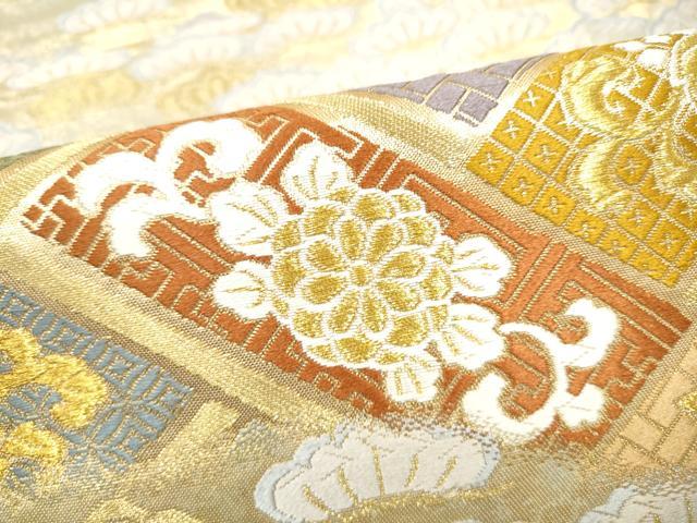 平和屋着物●六通柄袋帯 唐織 彩園錦 金糸 正絹 逸品 CABJ8493hy