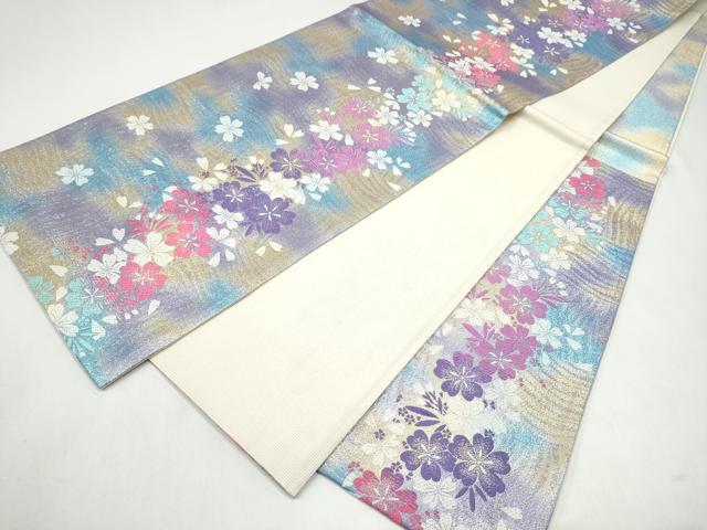 平和屋着物●六通柄袋帯 舞桜文 金糸 正絹 逸品 CABJ8495hy