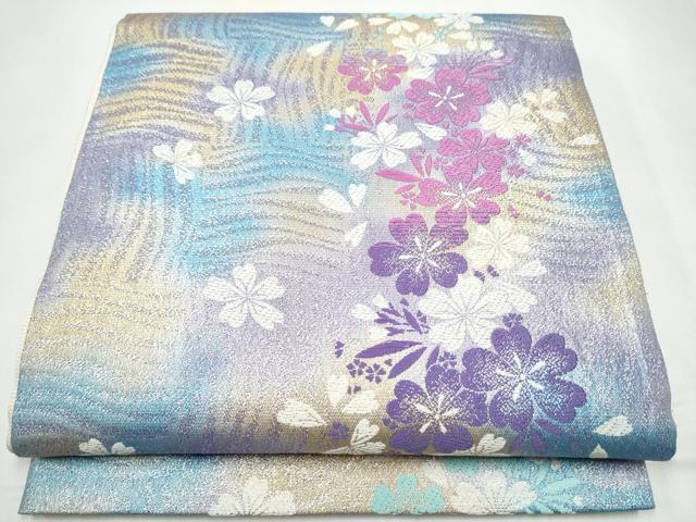 平和屋着物●六通柄袋帯 舞桜文 金糸 正絹 逸品 CABJ8495hy