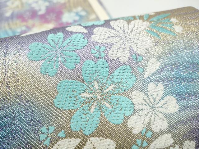 平和屋着物●六通柄袋帯 舞桜文 金糸 正絹 逸品 CABJ8495hy