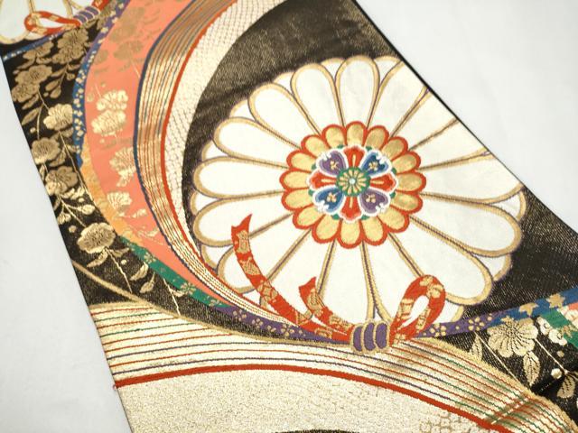 平和屋着物●六通柄袋帯 華翔金彩錦 創美彩箔 正絹 逸品 CABJ8503hy