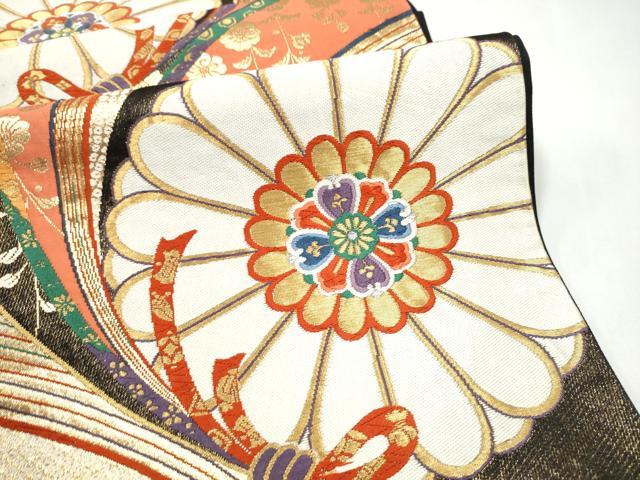 平和屋着物●六通柄袋帯 華翔金彩錦 創美彩箔 正絹 逸品 CABJ8503hy