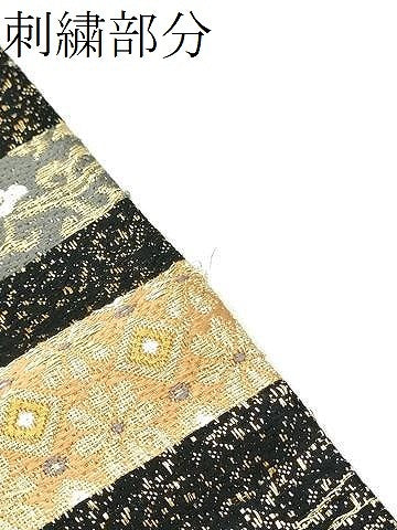 平和屋着物●西陣 六通柄袋帯 古代間道 金糸 正絹 逸品 CABJ8504hy