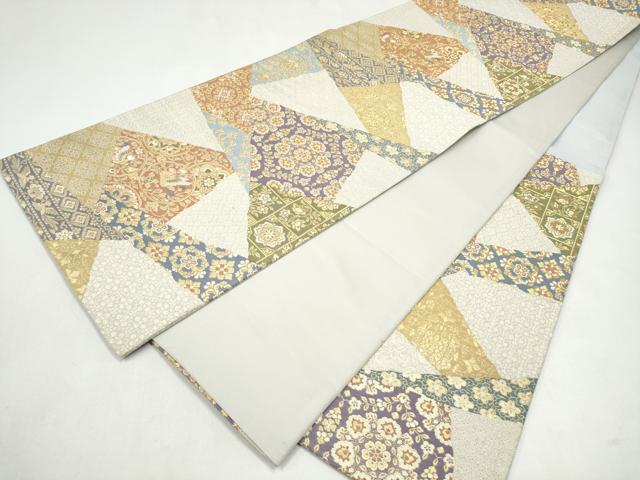 平和屋着物●六通柄袋帯 切嵌花喰鳥 金糸 正絹 逸品 CABJ8510hy