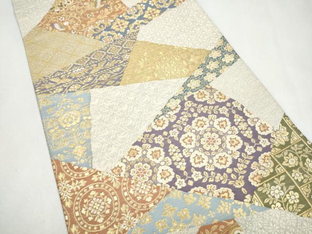 平和屋着物●六通柄袋帯 切嵌花喰鳥 金糸 正絹 逸品 CABJ8510hy