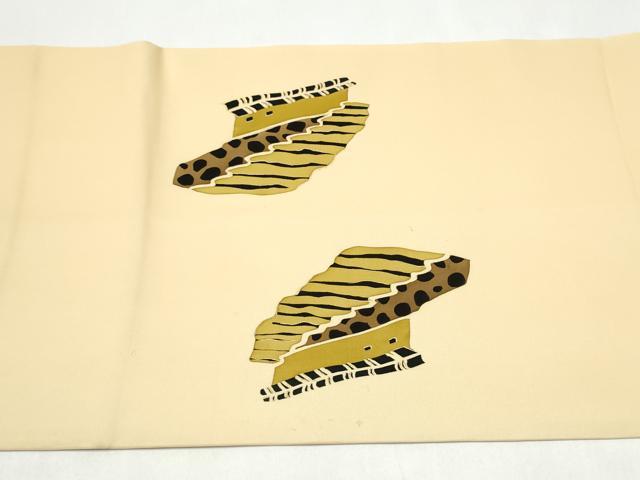 平和屋着物●塩瀬 九寸開き名古屋帯 風景文 金彩 正絹 逸品 CABJ8514hy