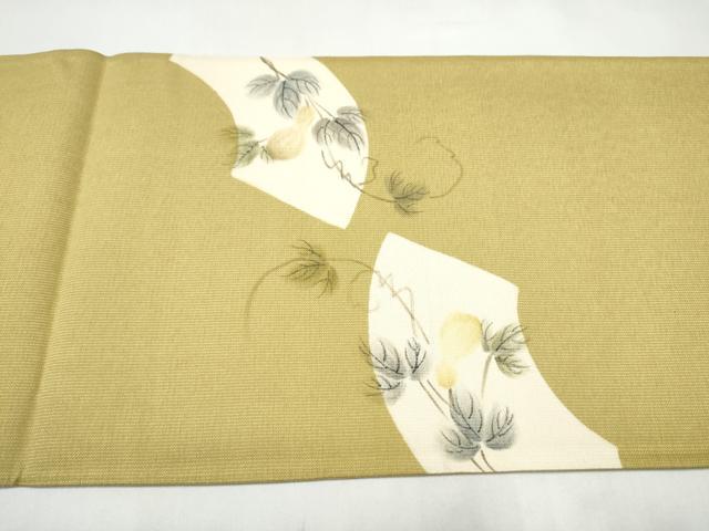平和屋着物●太鼓柄袋帯 手描き 瓢箪蔦の葉文 正絹 逸品 CABJ8518hy