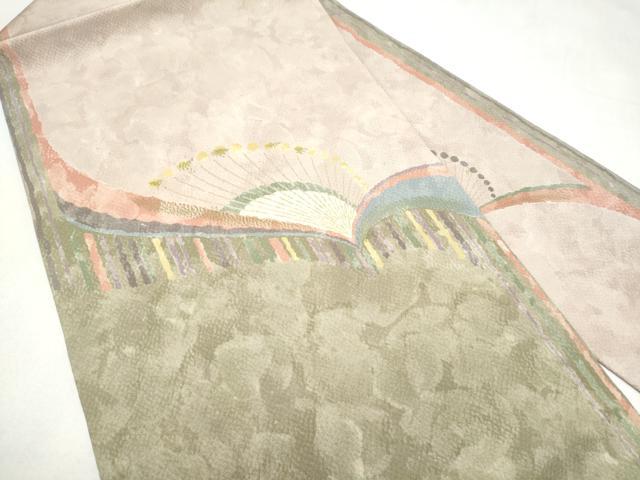 平和屋着物●九寸名古屋帯 抽象文 金彩 正絹 逸品 CABJ8520hy