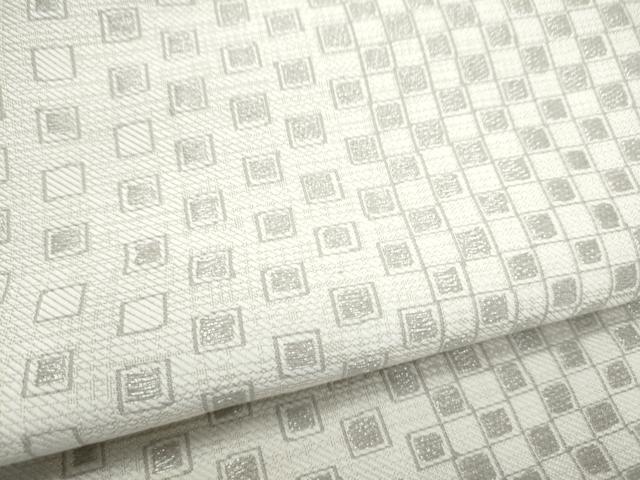 平和屋着物●九寸名古屋帯 市松文様 銀糸 正絹 逸品 CABJ8523hy
