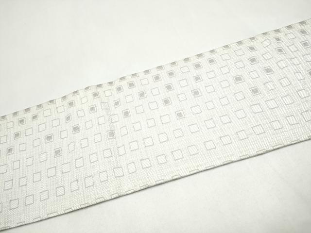 平和屋着物●九寸名古屋帯 市松文様 銀糸 正絹 逸品 CABJ8523hy