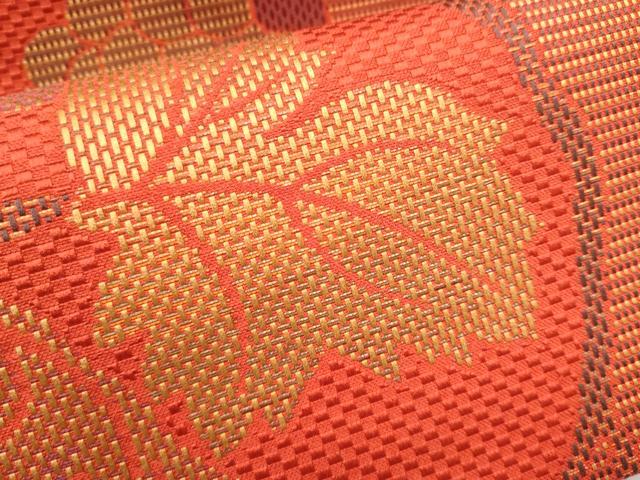 平和屋着物●本場筑前博多織 八寸名古屋帯 葡萄蔦の葉文 正絹 逸品 CABJ8525hy