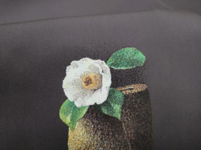 平和屋着物●北大路魯山人 塩瀬 九寸名古屋帯 手描き 陶器花文 正絹 逸品 CABJ8526hy