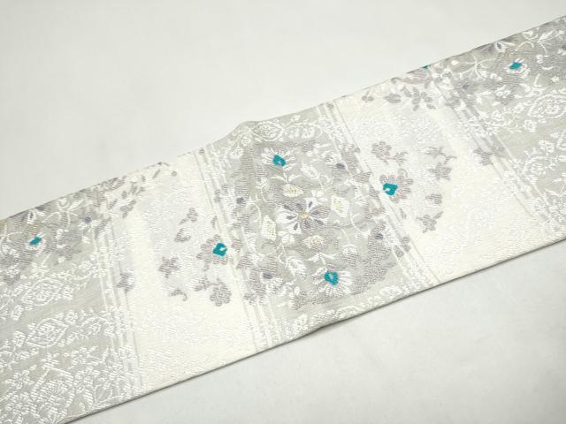 平和屋着物●西陣 弥栄織物謹製 九寸名古屋帯 花唐草文 金糸 証紙付き 正絹 逸品 CABJ8527hy