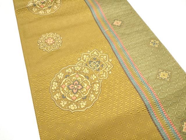 平和屋着物●本場筑前博多織 八寸名古屋帯 正倉院花文 正絹 逸品 CABJ8539hy
