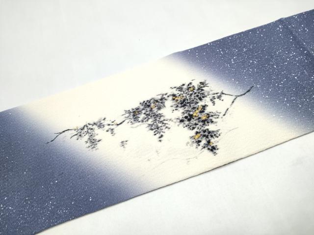 平和屋着物●京友禅作家 山科春宣 九寸名古屋帯 樹林文 金彩 正絹 逸品 CABJ8542hy