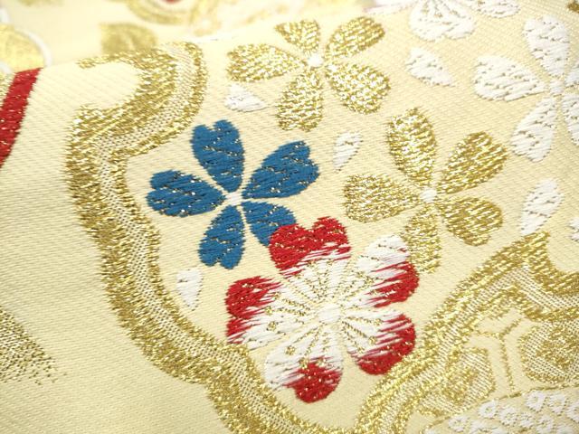 平和屋着物●六通柄袋帯 唐織 雪輪舞桜文 金糸 正絹 逸品 CABJ8549hy