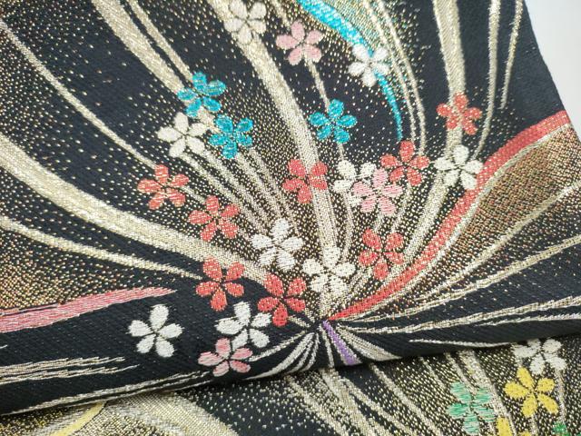 平和屋着物●六通柄袋帯 舞花文 金糸 正絹 逸品 CABJ8551hy