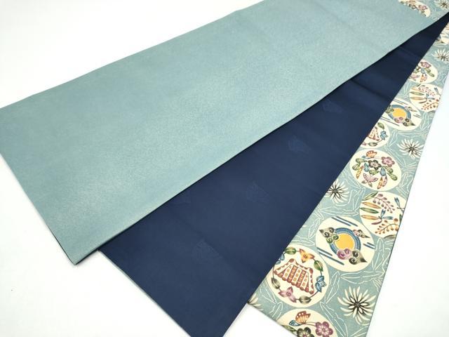 平和屋着物●本場琉球紅型 六通柄袋帯 琉球王朝 金通し地 正絹 逸品 CABJ8552hy