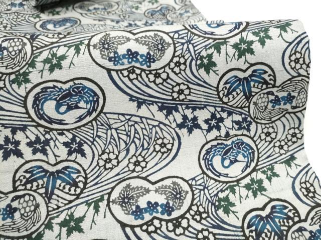 平和屋着物●伊差川紅型工房 伊差川洋子作 九寸開き名古屋帯 紬地 花鳥文 正絹 逸品 CABJ8555hy